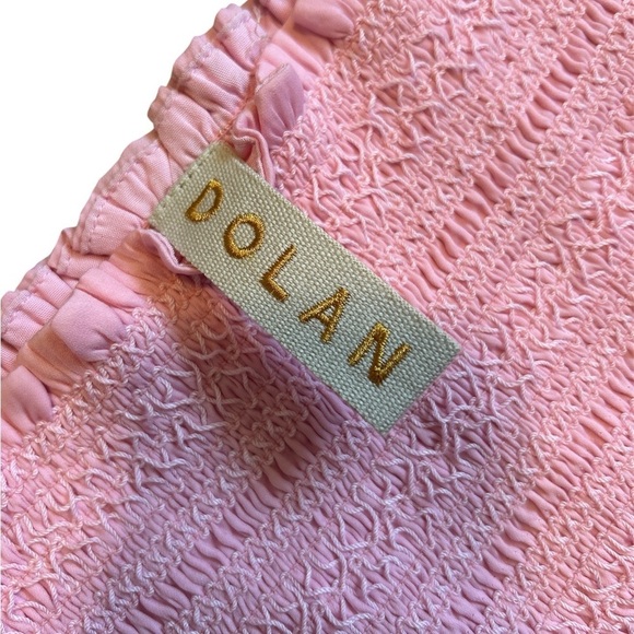 dolan Smocked Puff Sleeve Cropped Pink Blouse Shirt Small - Picture 6 of 7